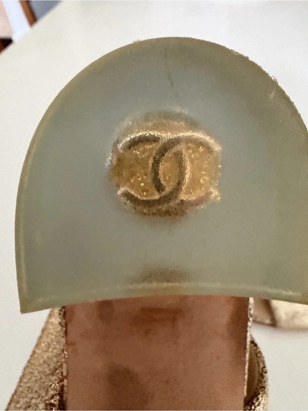 Vintage CHANEL Gold Open-Toe Slingback Heels